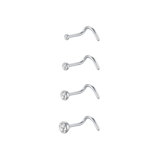 Nostril Stahl Mit Stein In Bezel-Fassung S-Form - piercinglux.com