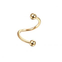 Twister-Spirale Piercing Stahl Goldfarben Mit Kugeln