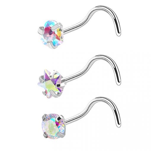 Nostril-Set S-Form Bunt Stern Scheibe Herz - piercinglux.com