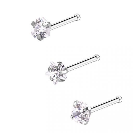 Nostril-Set Gerade Transparent Stern Scheibe Herz - piercinglux.com