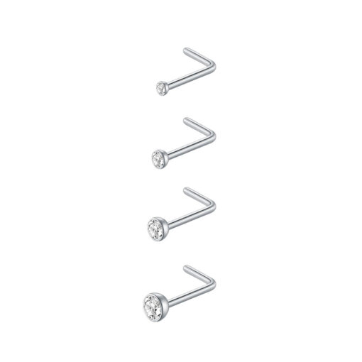 Nostrilpiercing Stahl Mit Stein Bezel-Fassung L-Form - piercinglux.com