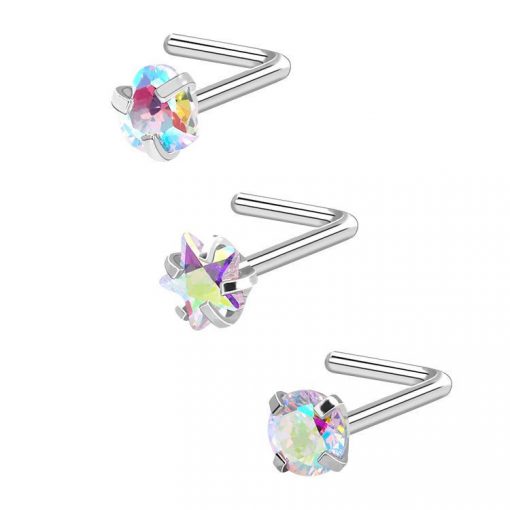 Nostril-L-Form Set Farbige Stern Scheibe Herz - piercinglux.com