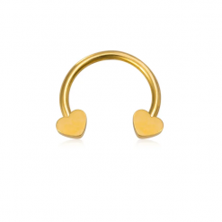 Podkowa Septum ze stali Serca płaskie Złoty 1.2 x 4 x 10