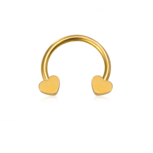 Podkowa Septum ze stali Serca płaskie Złoty 1.2 x 4 x 10