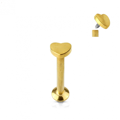 Labret ze stali złote Serce płaskie 1.2