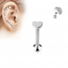 Labret ze stali srebrny Serce płaskie 1.2