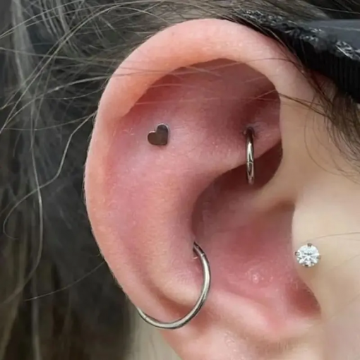 Labret ze stali złote Serce płaskie 1.2