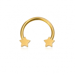 Podkowa Septum ze stali Gwiazdy płaskie Złoty 1.2 x 4 x 10