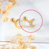 Kolczyk do piercingu ucha ze stali Księżyc z kryształkami Złoty