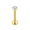 Labret ze stali złoty Kryształ w ramce 1.2 x 8