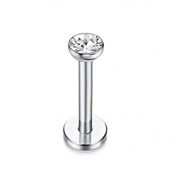 Labret ze stali srebrny Kryształ w ramce 1.2 x 8
