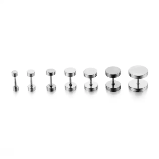 Fake-Plug Tunnel Silber 3 mm - 14 mm 1 Stk. - piercinglux.com