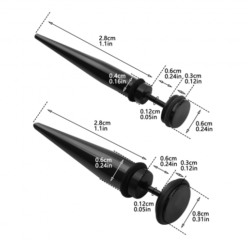 Fake Plug oszukany taper Czarny 6 mm - 8 mm 1 szt.