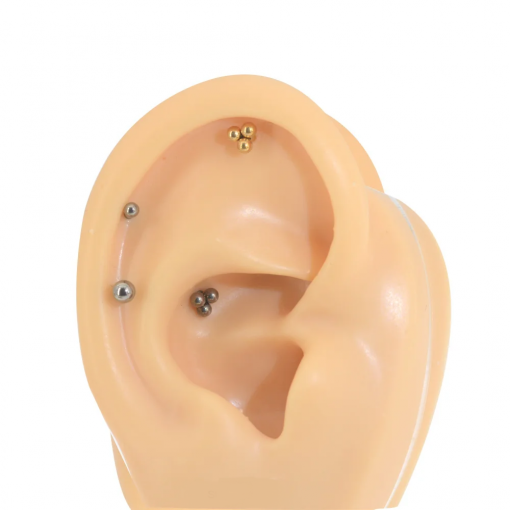 Labret ze stali Trzy piłki Srebrny 1.2