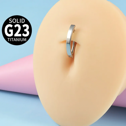 Tytanowy Prosty kolczyk clicker do pępka Srebrny