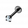 Labret ze stali z białym kryształkiem Czarny 1.2