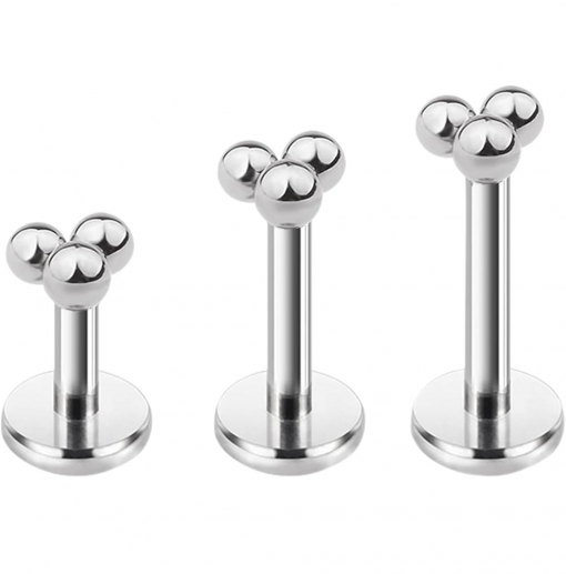 Labret ze stali Trzy piłki Srebrny 1.2
