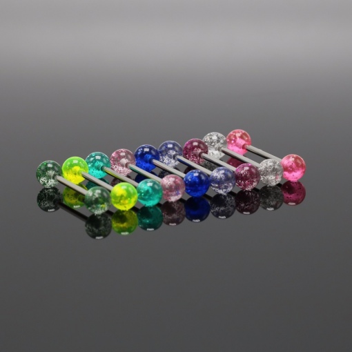 Sztanga ze stali Jasnozielone piłki z brokatem 1.4 mm
