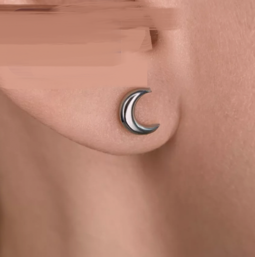 Kolczyk do piercingu ucha ze stali Księżyc Srebrny